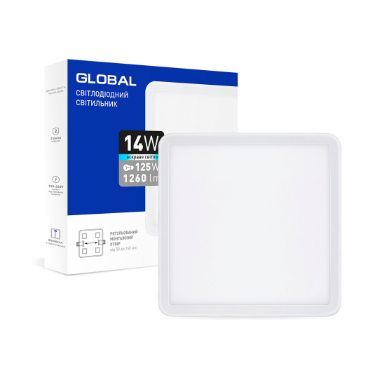 LED-світильник точковий врізний GLOBAL SP adjustable 14W, 4100K (квадрат)