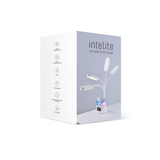 Світлодіодна настільна лампа Intelite Desk Lamp 10W WH RGB Pen holder Calendar