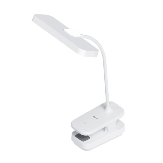 Світлодіодна настільна лампа зі змінним акумулятором MAXUS Desk Lamp 5W 3CCT WH CLIP