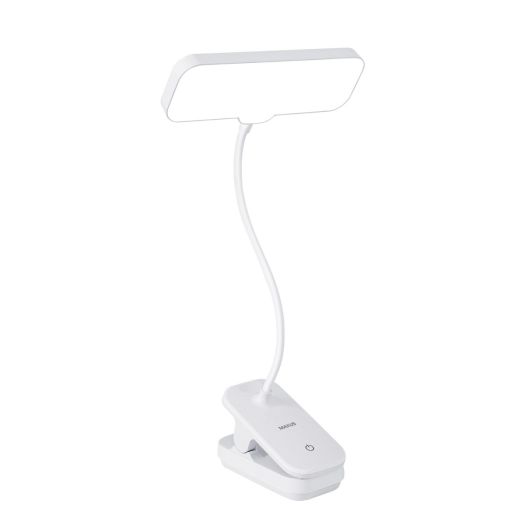 Світлодіодна настільна лампа зі змінним акумулятором MAXUS Desk Lamp 5W 3CCT WH CLIP