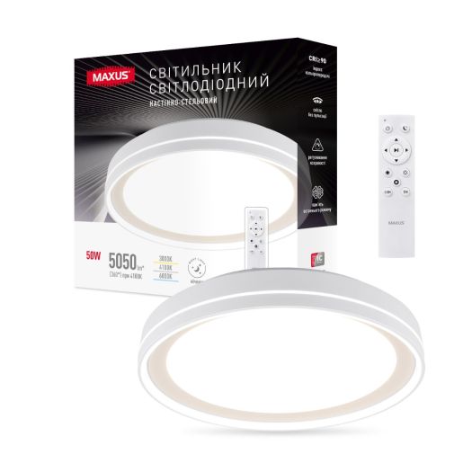 Світильник світлодіодний настінно-стельовий Maxus Functional Ceiling light 50W 3CCT Remote Line (з пультом дистанційного керування)
