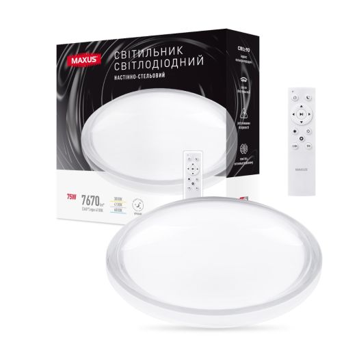 Світильник світлодіодний настінно-стельовий Maxus Functional Ceiling light 75W 3CCT Remote Aura (з пультом дистанційного керування)