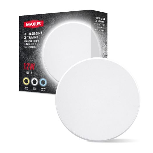 Фасадний світлодіодний світильник MAXUS MWL 12W 3CCT IP65 WH Circle