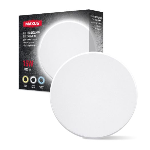 Фасадний світлодіодний світильник MAXUS MWL 15W 3CCT IP65 WH Circle