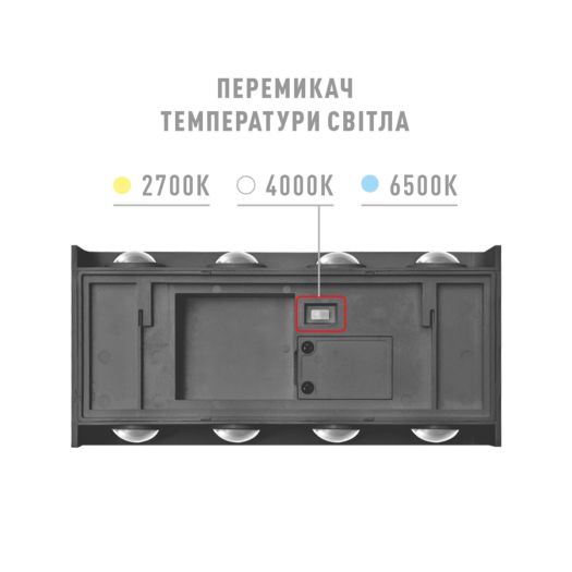 Фасадний світлодіодний світильник MAXUS MWL 8W 3CCT IP65 BL Square