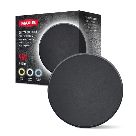 Фасадний світлодіодний світильник MAXUS MWL 9W 3CCT IP65 BL Circle