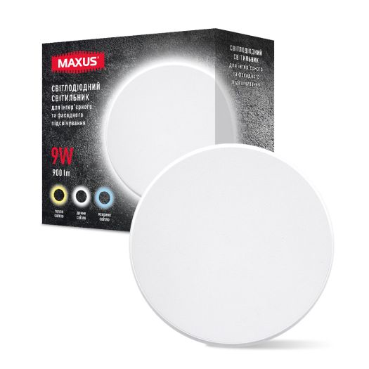 Фасадний світлодіодний світильник MAXUS MWL 9W 3CCT IP65 WH Circle