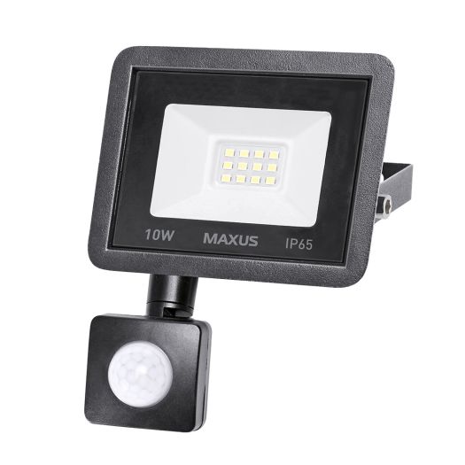 Світлодіодний прожектор з датчиком руху MAXUS FL-04 10W 5000K sensor